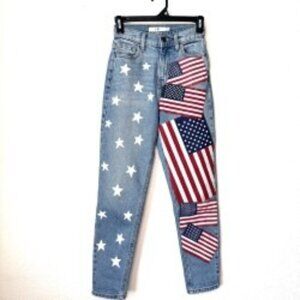 Cello Hand-Painted American Flag Jeans | Size 00/23 | Patriotic Denim